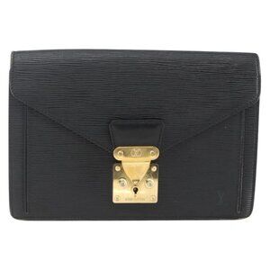 LOUIS VUITTON Epi Serie Dragonne Clutch Bag Black Noir M52612 LV Auth ti3606